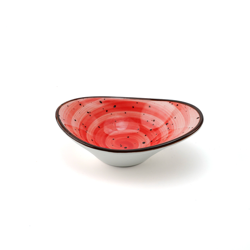 [08-1600DR] Porceletta Red Color Glazed Porcelain Red Oval Deep Dish 10 cm