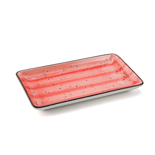 [08-1602DR] Porceletta Red Color Glazed Porcelain Rectangular Plate 8.875"