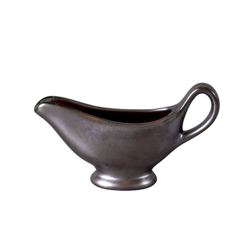[08-160D3] Porceletta Rustic Black Reactive Glaze Porcelain Sauce Bout 6.3"