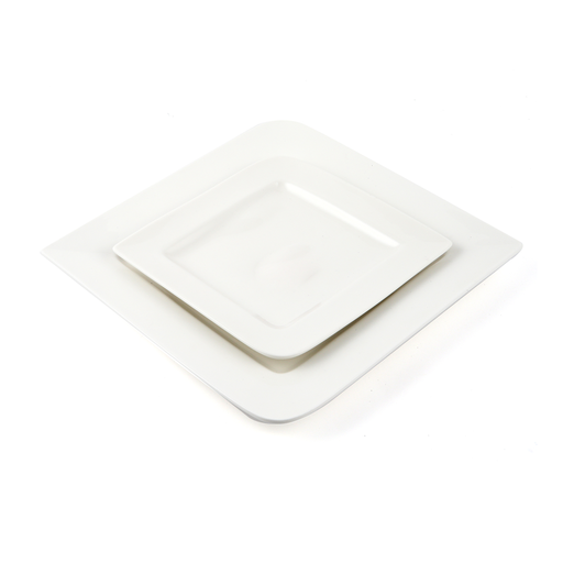 [08-173] Porceletta Ivory Porcelain Square Plate with Round Egdes 18 cm / 7"