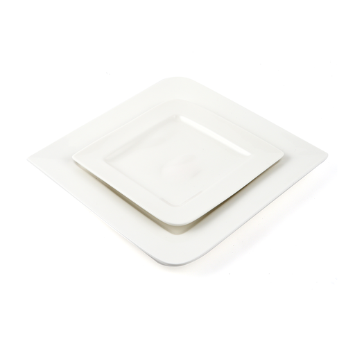 [08-174] Porceletta Ivory Porcelain Square Plate with Round Egdes 26 cm / 10"