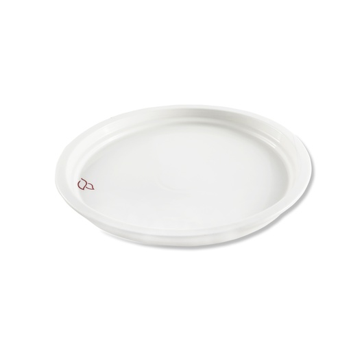 [08-213D] Porceletta Ivory Porcelain Rim Stackable Plate with Logo 9"