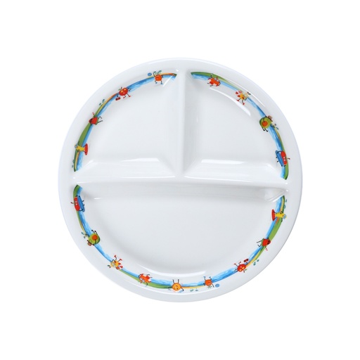 [08-214KD2] Porceletta Ivory Porcelain Kids Divider Plate 9" 3 compartments
